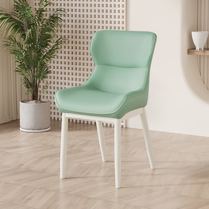 Contemporary Dinette Armless Chair with Solid Back Panel, Upholstered in Steel and Foot Pads thumbnail 3