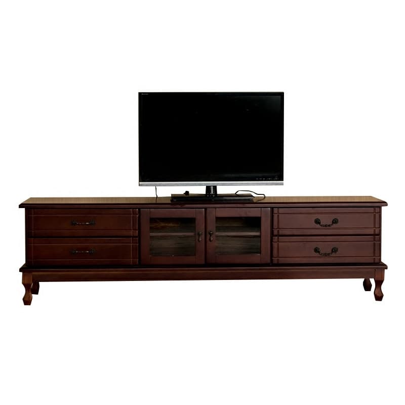 2 Tiers & 2-Door Rectangle Matte Solid Wood+Manufactured Wood Adjustable Shelf TV Stand for Living Room thumbnail 10