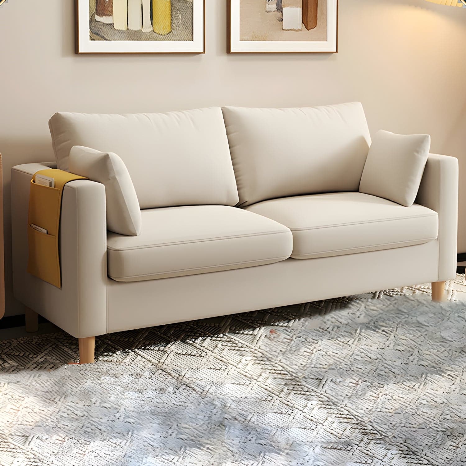 Contemporary Square Arm Loveseat with Machine Washable Cover and Pillows thumbnail 13