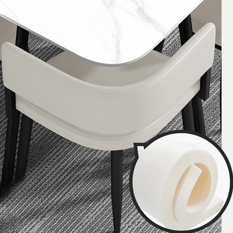 Circular Dining Table Set with a Slate Tabletop in White/Gray/Coal, Back and Cushion Chair for Dining Table for 4 in a Simple Style thumbnail 31
