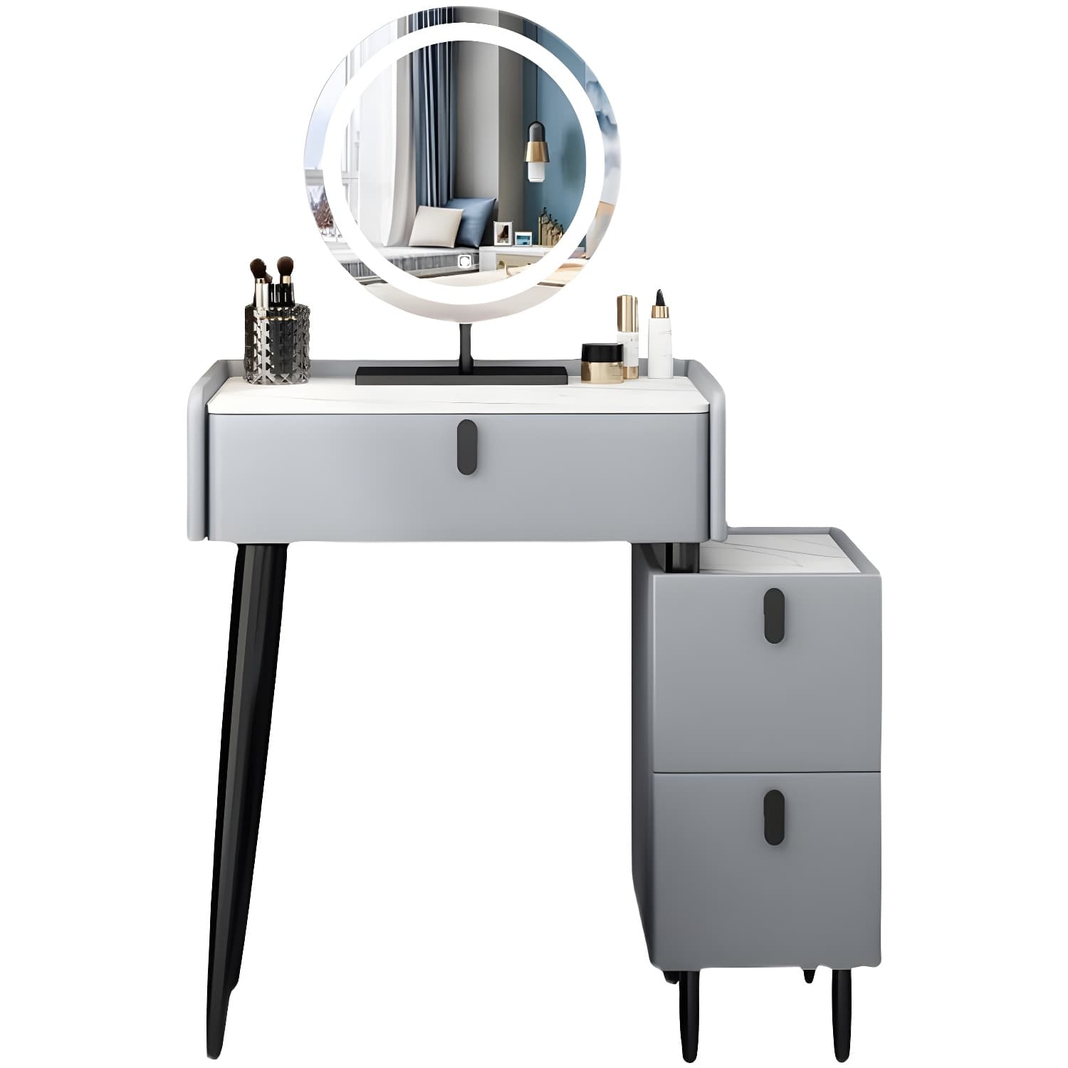 Contemporary Vanity Dressing Table Set with Mirror and Stool thumbnail 8
