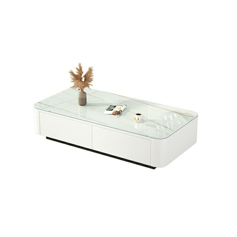 Modern Rectangular Coffee Table with Tempered Glass Top & Black Wood Base thumbnail 8