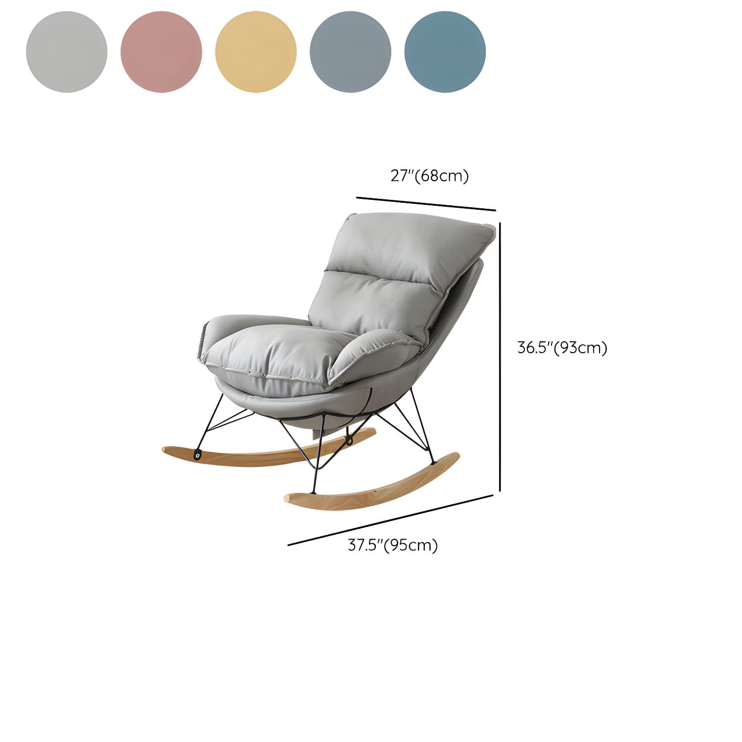 Contemporary Nursery Rocking Chair Indoor Sofa Rocking Chair with Ottoman and Cushion thumbnail 16