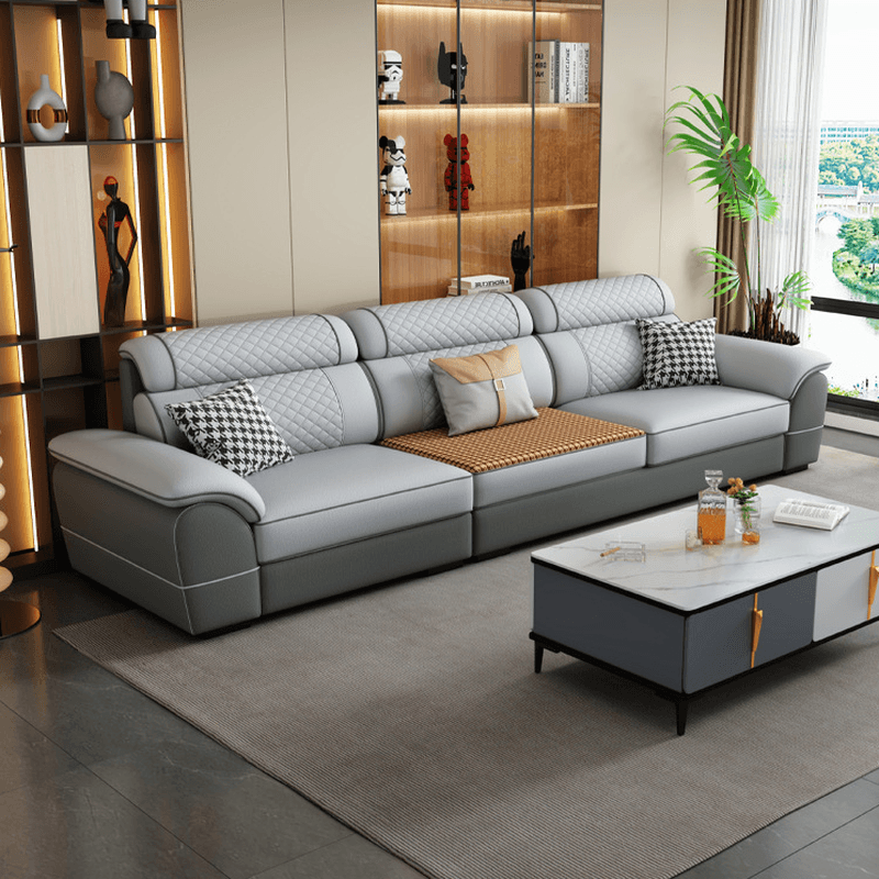 Modern Simple Style Straight/L-Shape Horizontal/Reversible Sofa Couch/Sofa Chaise in Grey with Water-resistant and Pillow Top Arm, 2-piece/3 Pc thumbnail 5