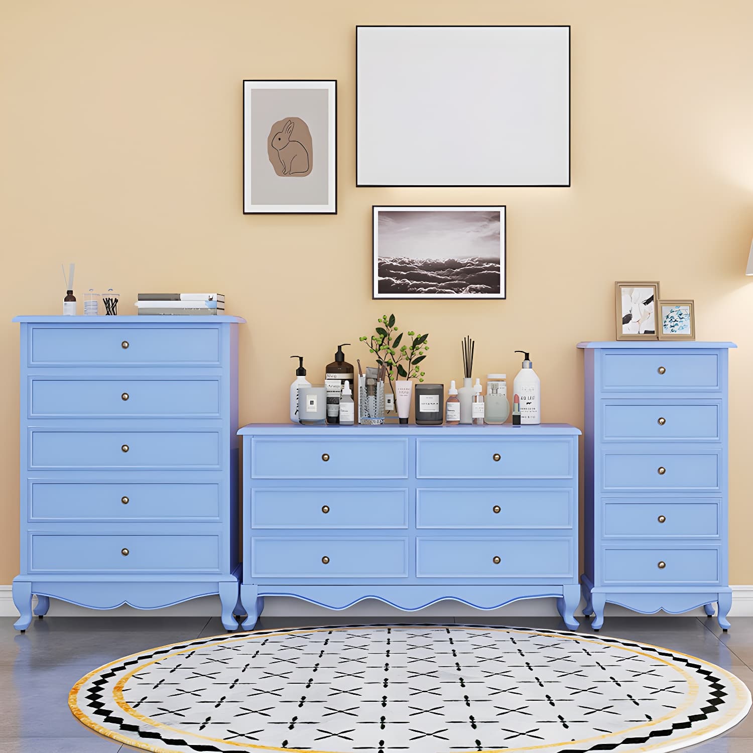 Bedroom Storage Chest Wooden Nautical Vertical Chest with Drawers thumbnail 12
