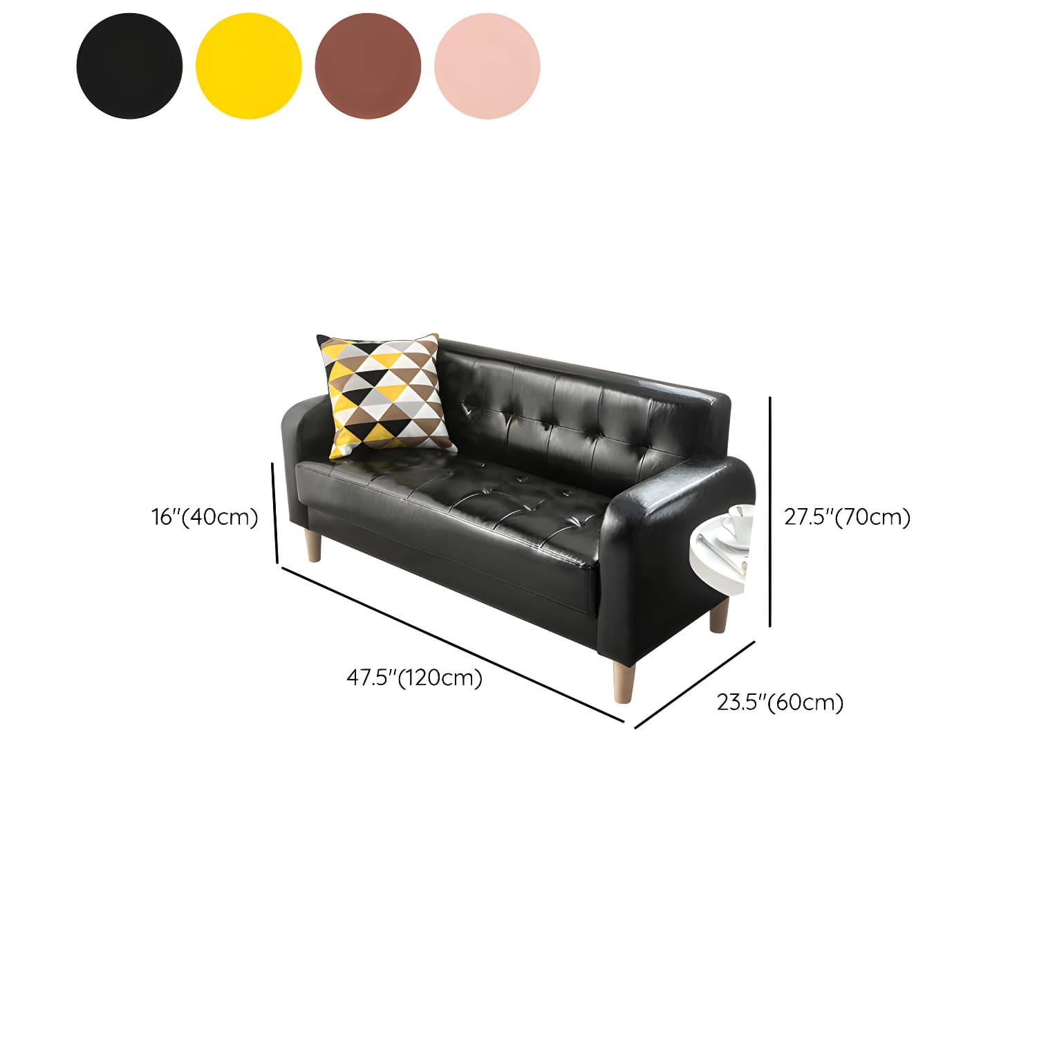 Tufted Fabric Sofa with Four Wooden Legs Square Tufted Sofa for Bonus Room thumbnail 31