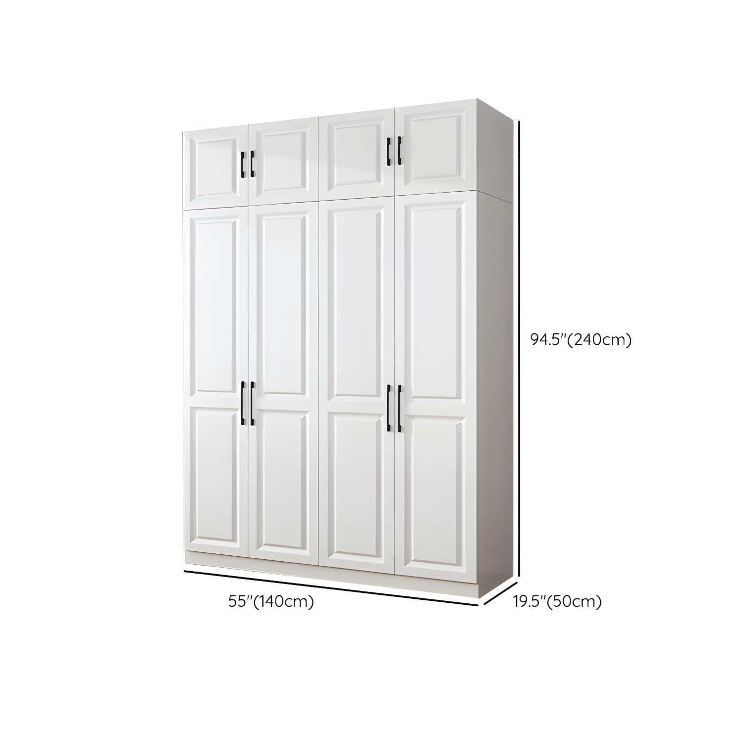 Modern White Wood Wardrobe Armoire with Shelves & Clothing Rod - Spacious and Stylish thumbnail 21