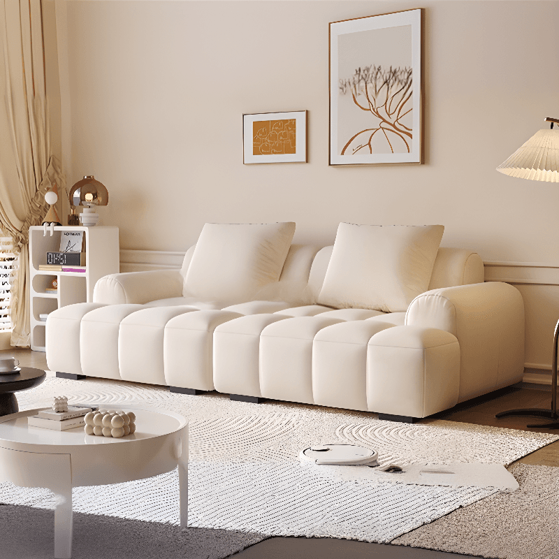 Modern Solid Color Tear Resistant Standard Sofa in Light Gray/Ivory/Citrus Color with 4-seater/Seats 5/3-seater and 2 Pillows thumbnail 5