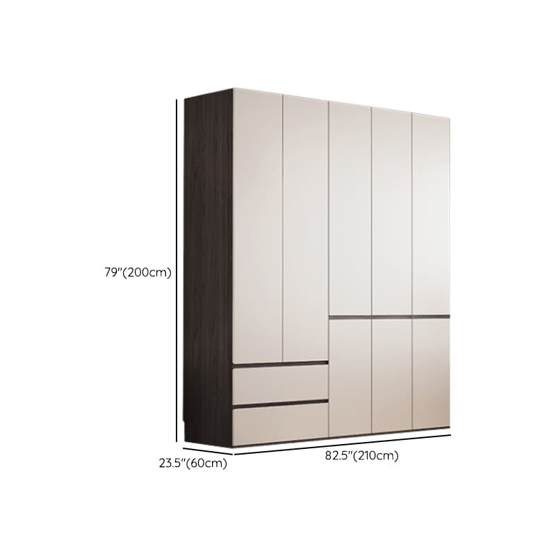 White Minimalist Manufactured Wood Independent Wardrobe Closet with Soft Close Drawer, Soft Close Door, and Interior Shelves thumbnail 26