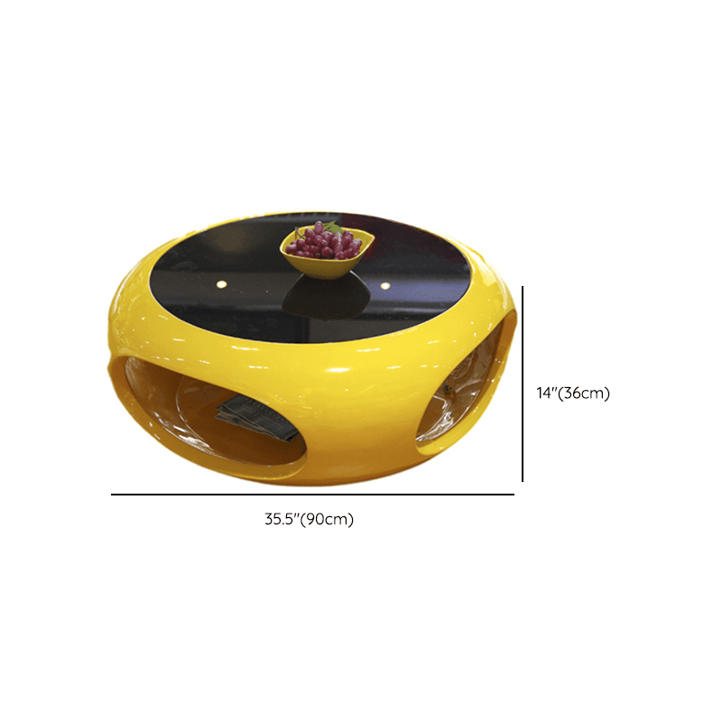 Simple Ink Oval/Rounded Hardened Glass Single Accent Table with Container & Abstract Base thumbnail 21