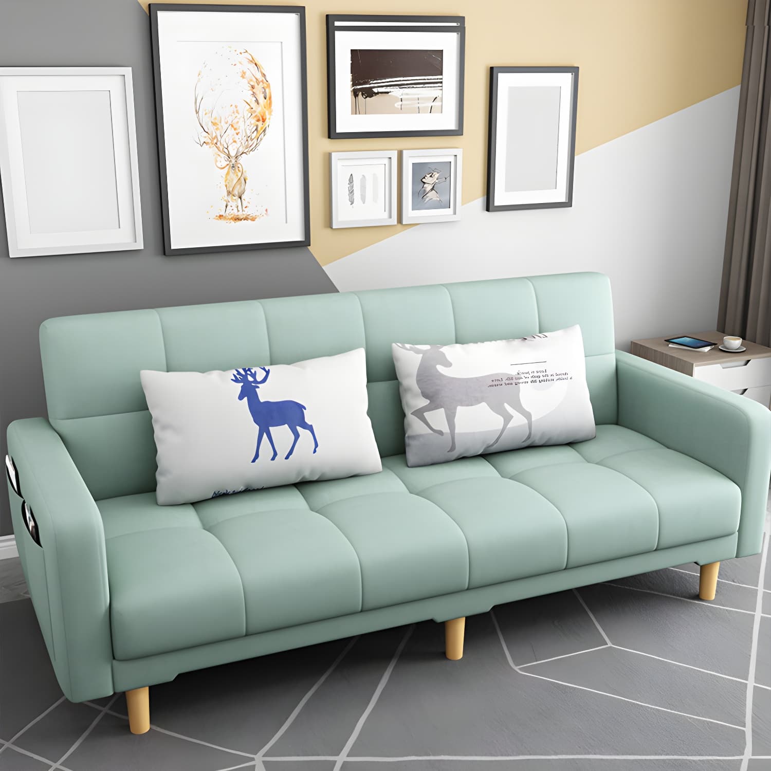 Square Arm Modern Storage Sofa with Biscuit Back Convertible Sofa for Living Room thumbnail 12
