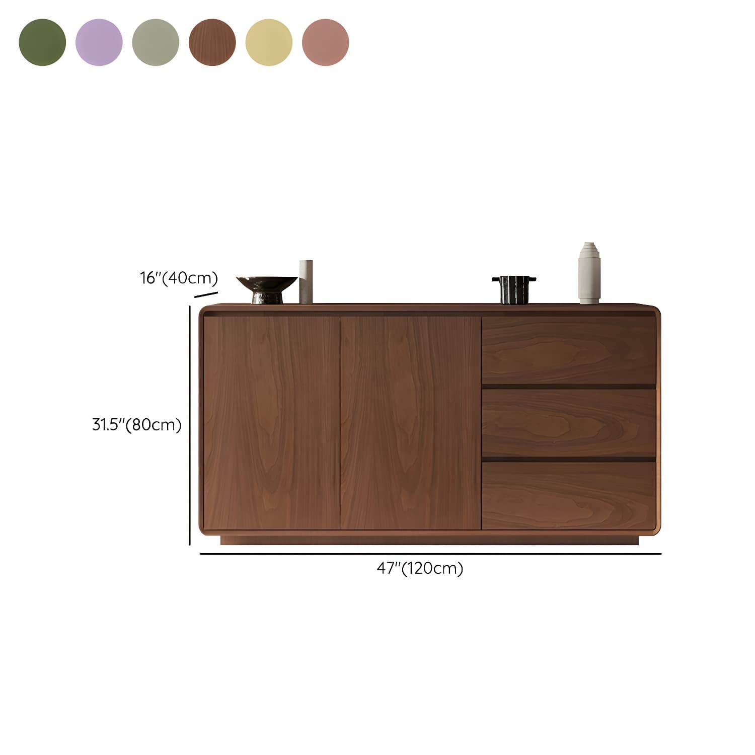 Wood Sideboard with 2 Doors and 3 Drawers, Overall Dimensions 40cmW x 80cmH thumbnail 18