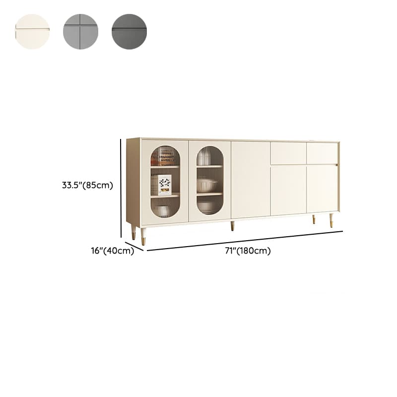 Wood Glam Sideboard Credenza with Glass Doors and Drawers, 40cm Overall Width, 85cm Overall Height thumbnail 20