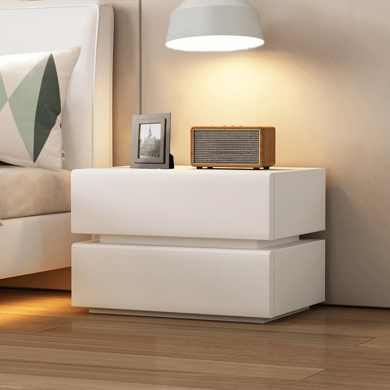 Art Deco Style Bedside Cabinet Nightstand with 2 Drawers and Pine Countertop thumbnail 8