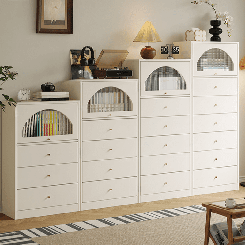 Chalk Casual Composite Wood Combo Dresser with Shelves, 6/3/5 Drawers, Hutch, Vertical