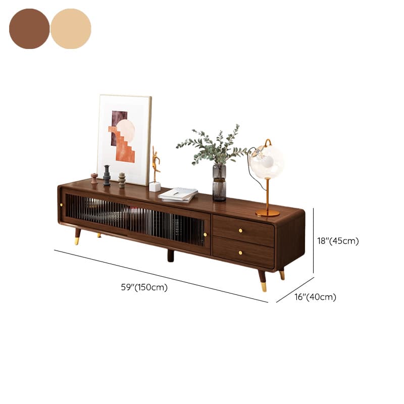 Scandinavian Style Low Height Wood TV Stand With 2 Drawers and Cabinet, Size 15.7'' x 17.7'' thumbnail 12