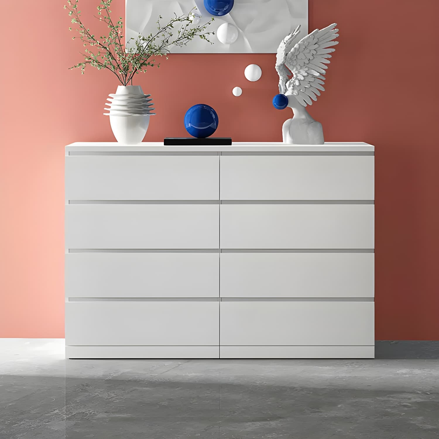 Contemporary 15.7" Wide White Chest Soft-Close Drawers Storage Chest thumbnail 15