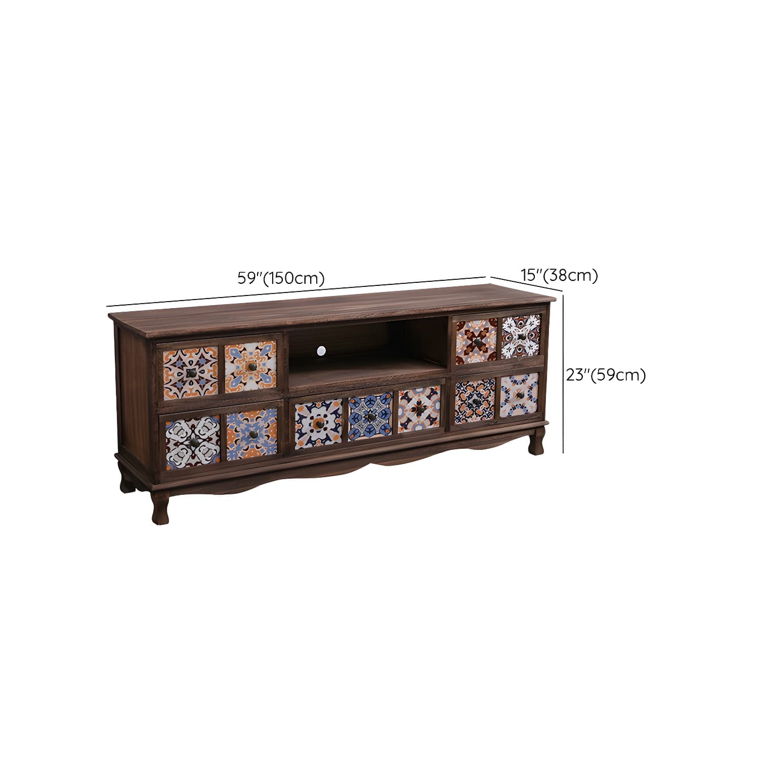 Mid-century Modern 22.83"H Solid Wood TV Media Console with Drawers thumbnail 17