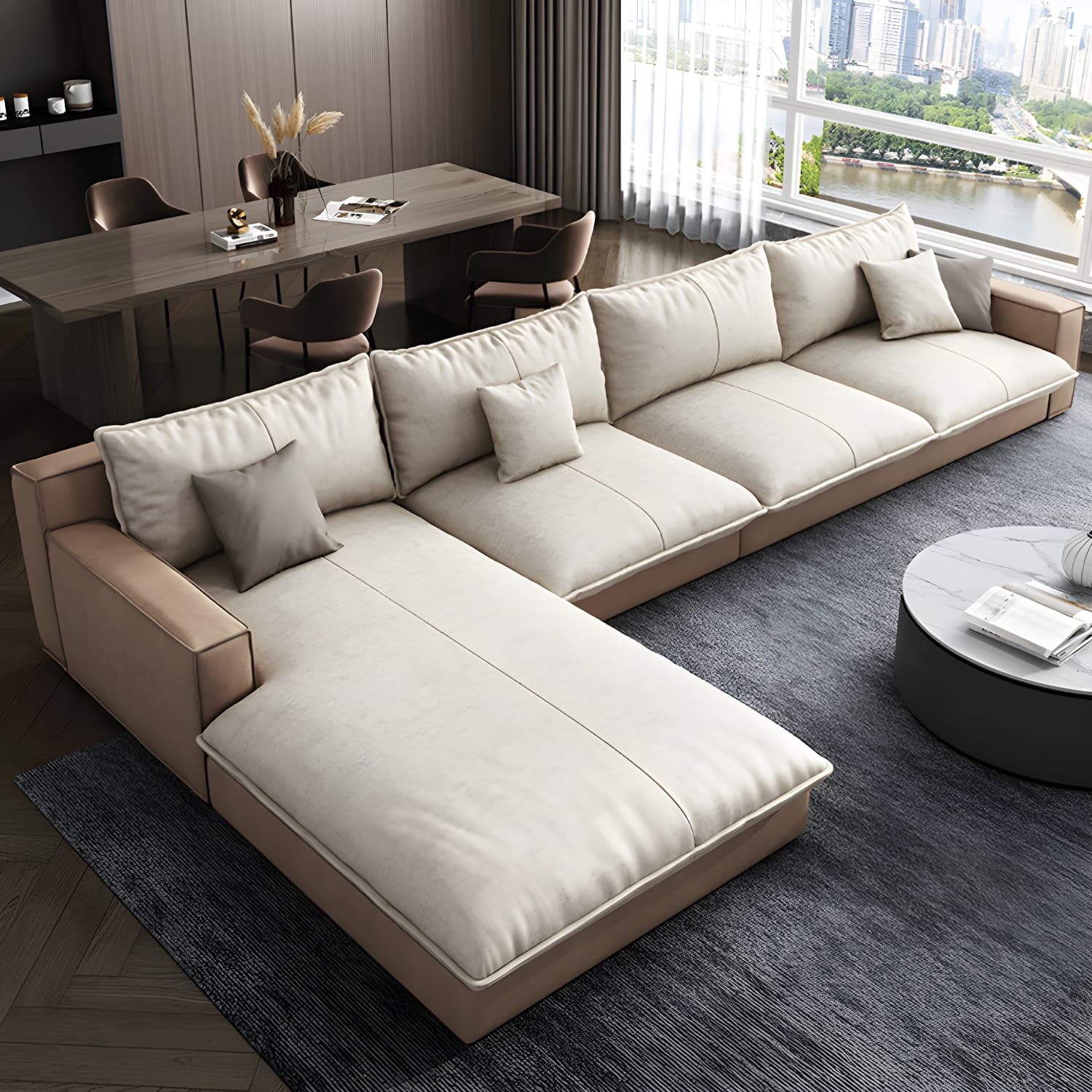 Assembled Living Room Square Arm Modular Contemporary Sofa & Chaise thumbnail 18
