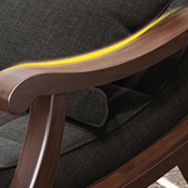 Stylish Modern Upholstered Rocking Chair with Brown Wood Legs and Track Arms thumbnail 19