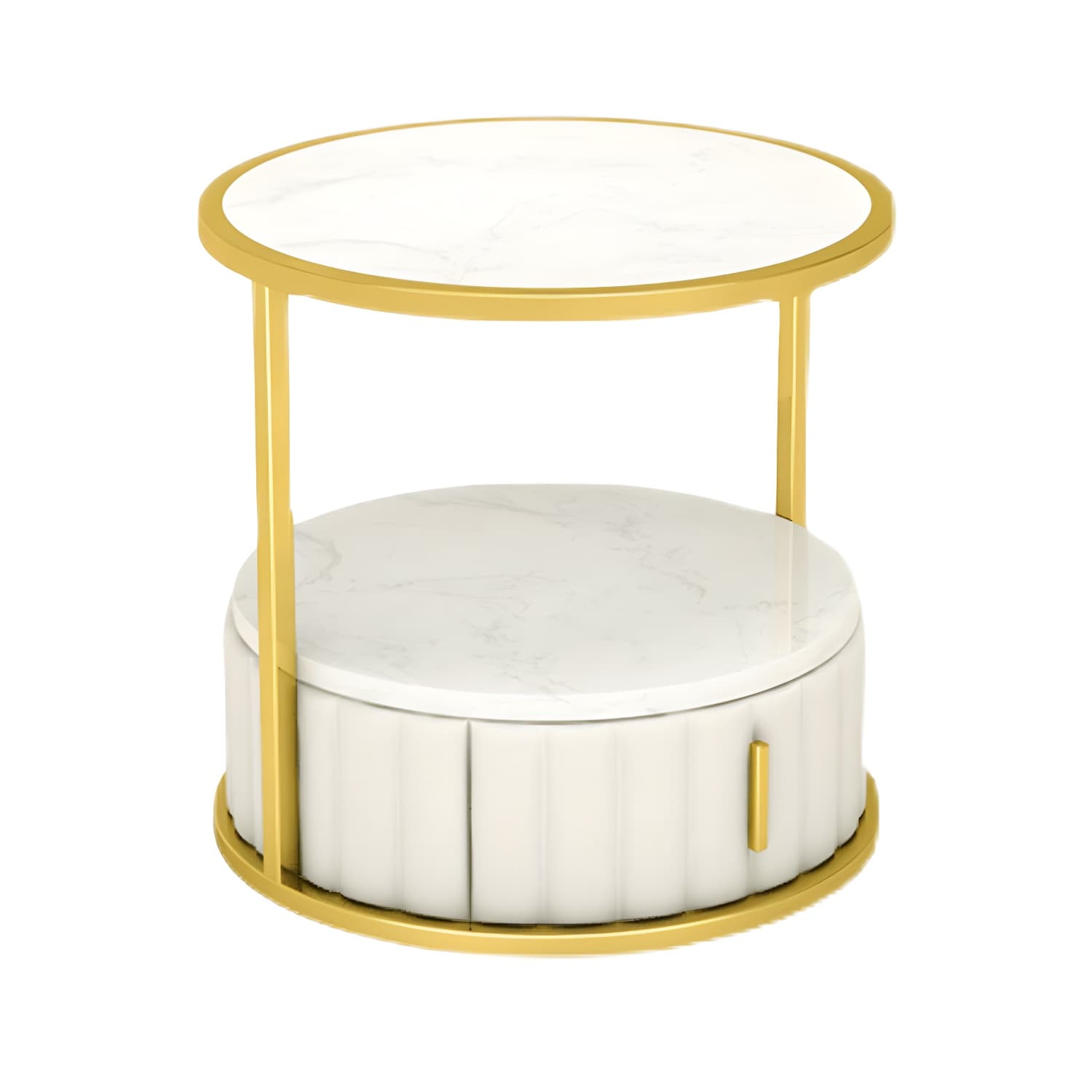 Modern Open Storage Nightstand Stone Top 20 Inch Tall 1-Drawer Night Table thumbnail 6