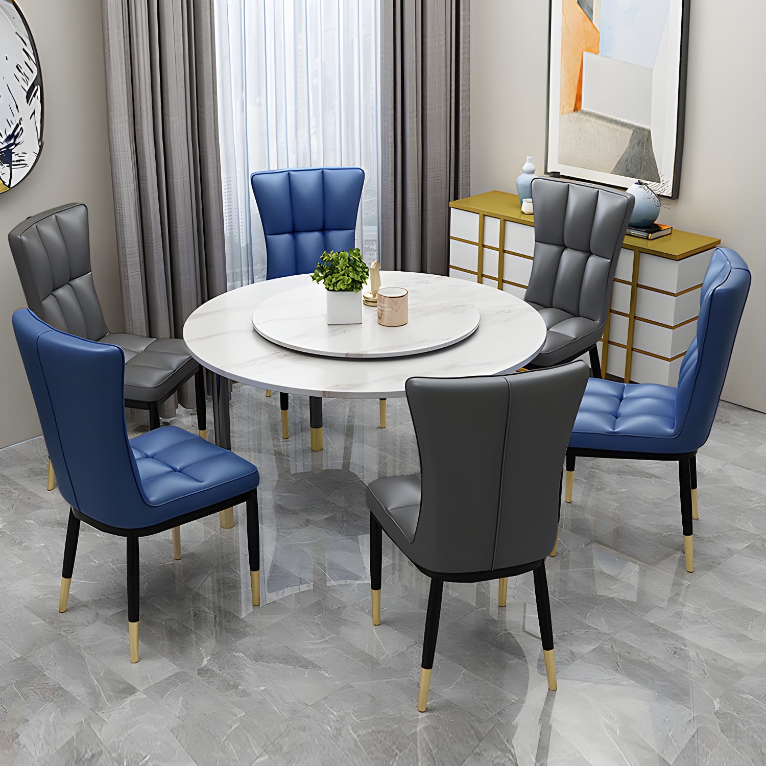 Upholstered Armless Dining Chairs Solid Back Side Chairs with Metal Legs thumbnail 11
