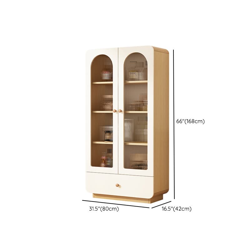 Modern White Lumber Narrow Sideboard with Single Drawer, 4 Shelves/Three Internal Shelves/Two Internal Shelves, Glass-panel Door thumbnail 13