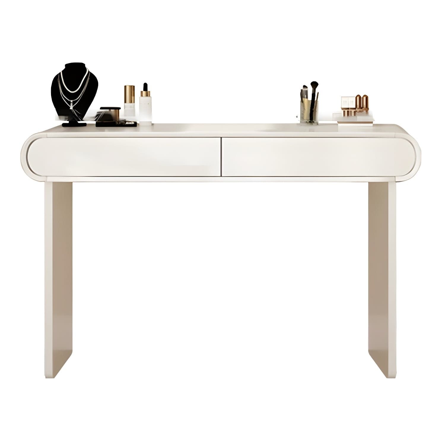 Modern White Wooden Makeup Vanity With Soft Close Drawers & Easy Assembly, Standard Width thumbnail 3