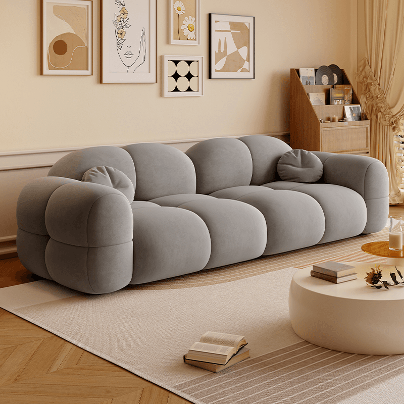 Contemporary Solid Color Tear Resistant Standard Sofa in Gray/Emerald Green/Ivory for 5/for 4/Seats 3 with 2 Pillows thumbnail 2