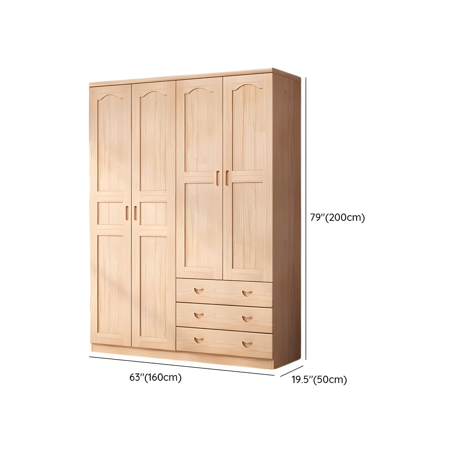 Scandinavian Natural Wood Wardrobe Armoire - 50cm Width - Drawers Included - image 13