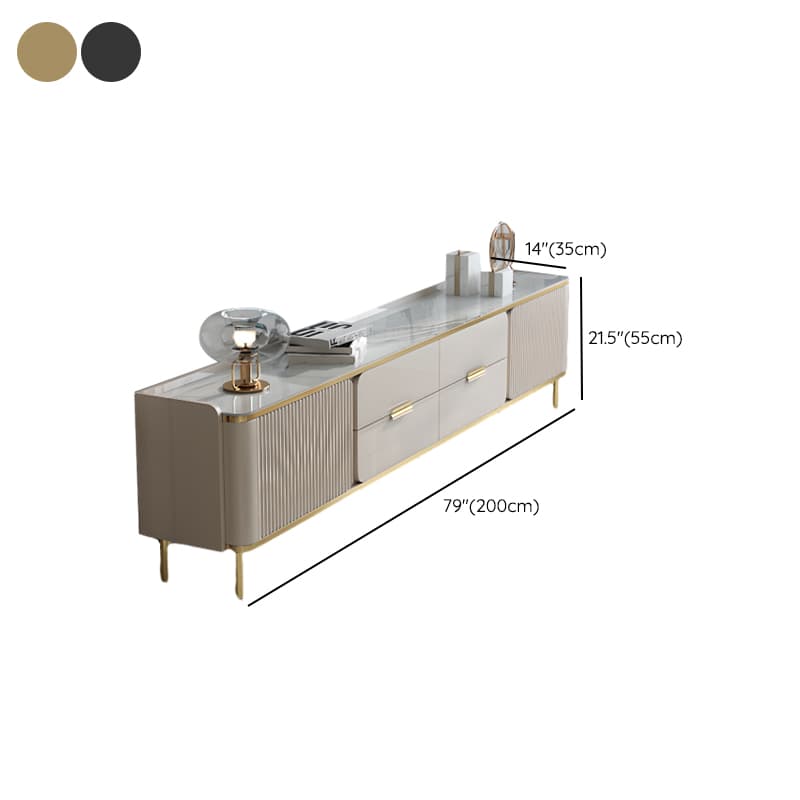 Sintered Stone Rectangular TV Stand for Sitting Room with 4-Drawer/2-Drawer, 2 Cabinets, and Cable Management thumbnail 12