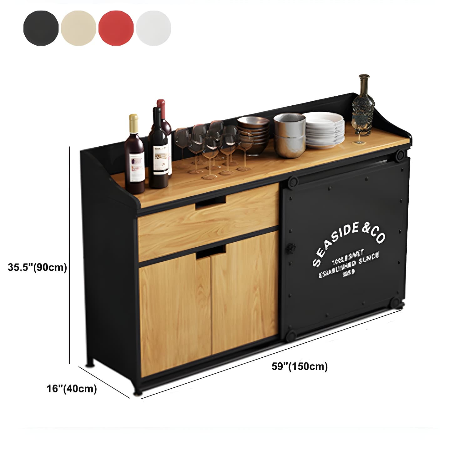 Modern Style Side Board Metal Sideboard with Sliding Door for Kitchen - image 17