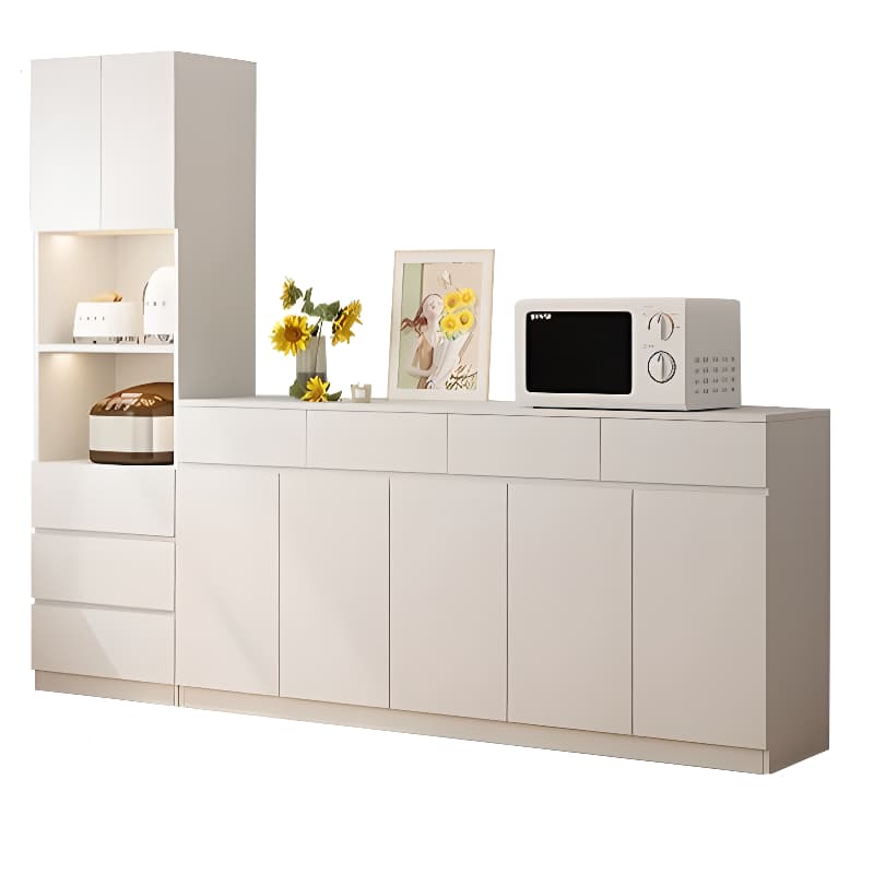 Simple Sideboard with Multiple Drawers, Closet Cabinet, Standard and Narrow Sizes, 1 or 2 Shelves, Wood Countertop, 2 to 5 Doors thumbnail 8