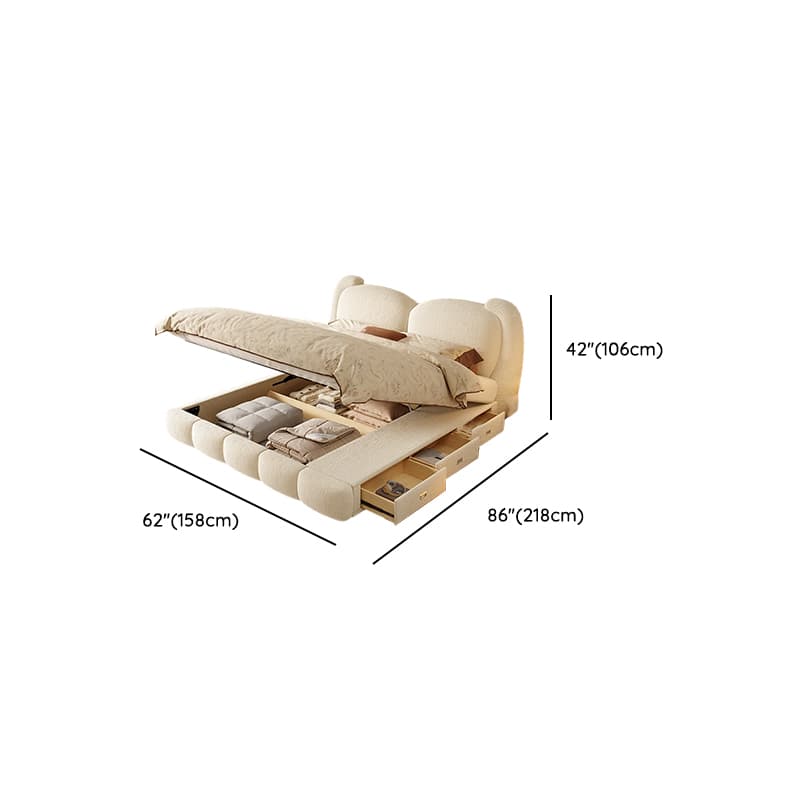 Solid Color Storage Included Panel Bed with 3 Storage Boxes and Panel Headboard, Upholstered in Sponge thumbnail 11