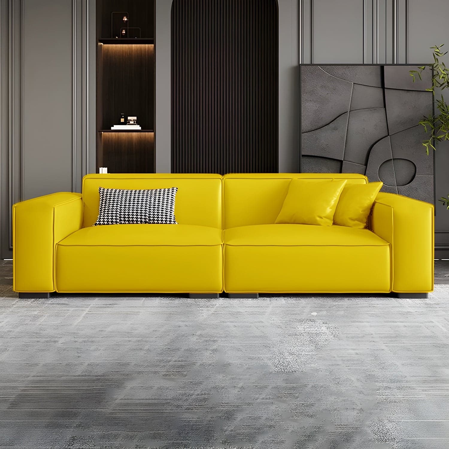 Extra Long Modern Wood Sofa with Stain Resistant Fabric and Seat for 5 People thumbnail 17