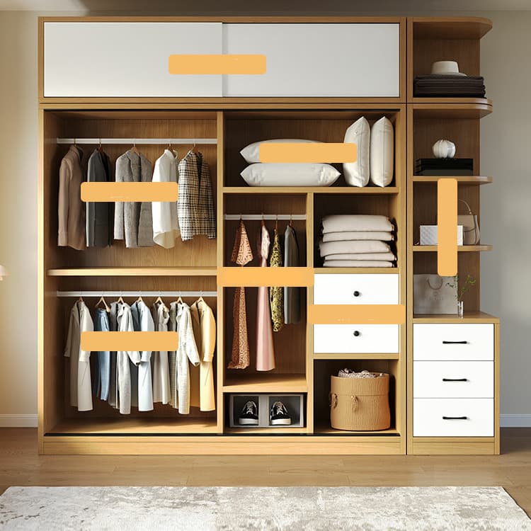 Natural Color Minimalist Cabinet Armoire with Soft Close Drawer, Soft Close Door & Interior Shelves thumbnail 6