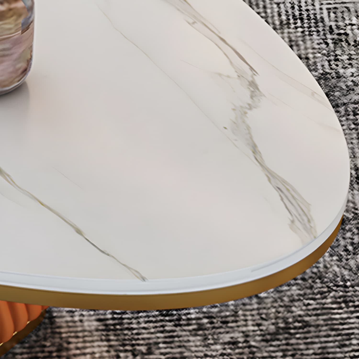 Elliptical Stone Coffee Table Pedestal 1 Single Cocktail Table - 17.72" H thumbnail 8