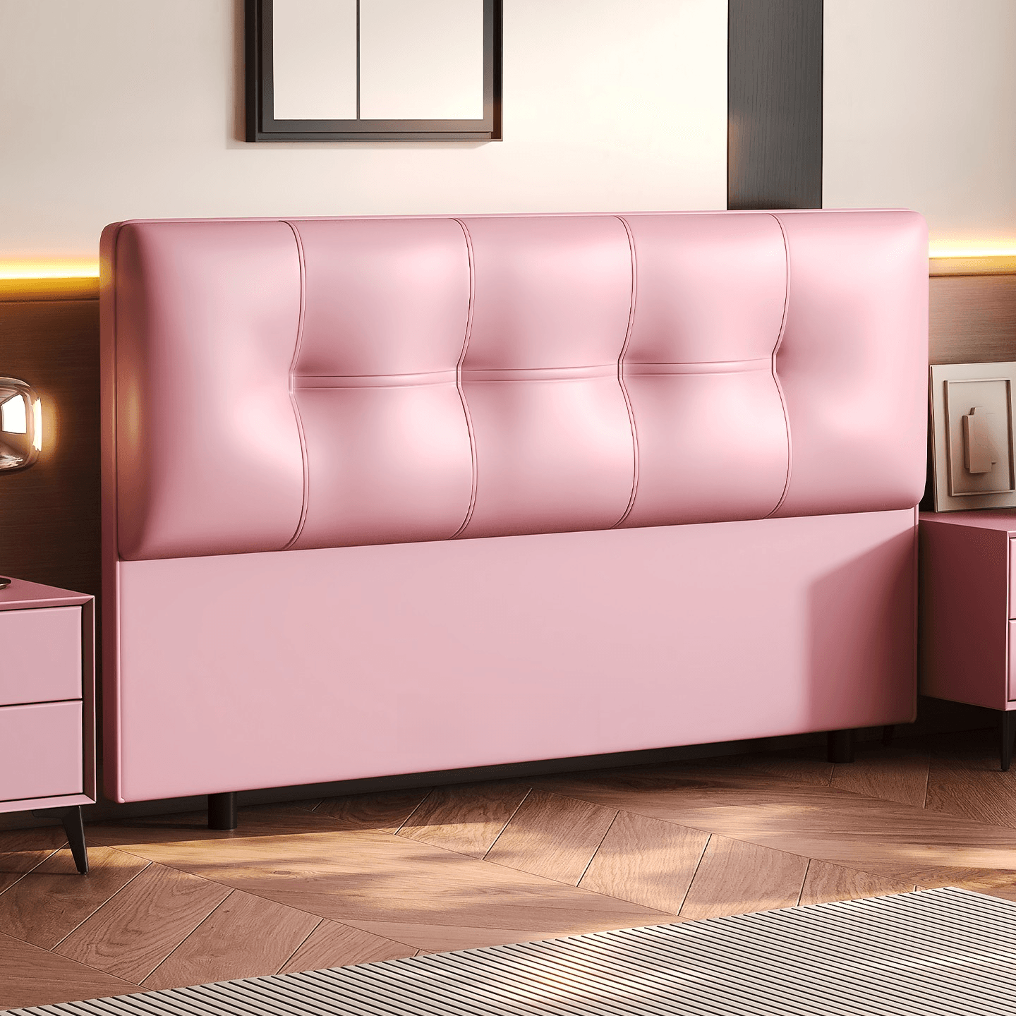 Simplistic Style Panel Headboard with No Distressing, Piled Tufted Rectangular Shape for King/Queen/Full Bed, Featuring Sponge Upholstery and Standard Height thumbnail 8