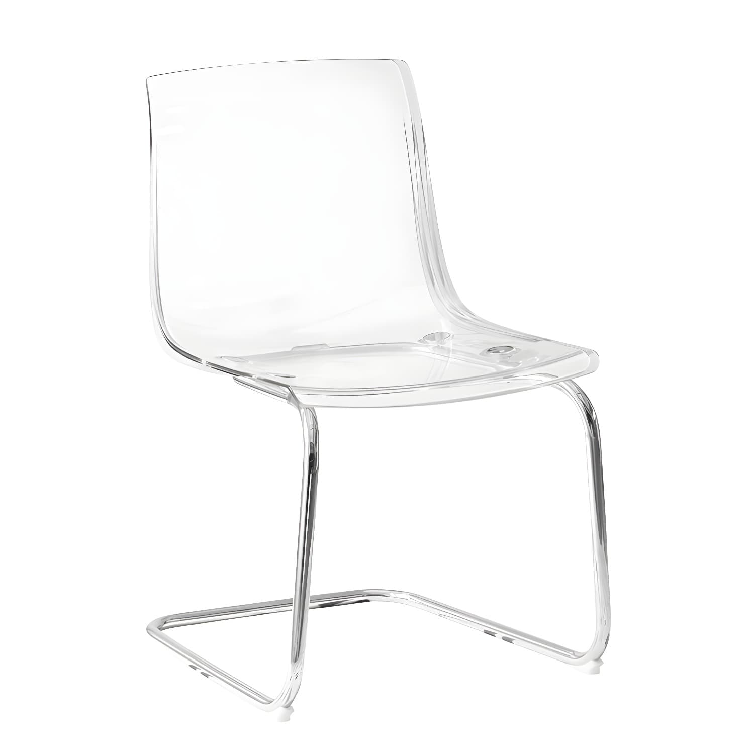 Modern Low-Back Side Chair in Plastic & Acrylic with Metal Legs - Silver thumbnail 11