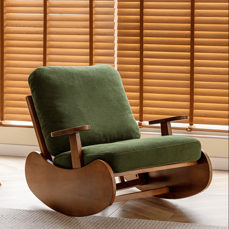 Black/Jade Green/Ivory Art Deco Upholstered Rocking Armchair with Recessed Arm thumbnail 4