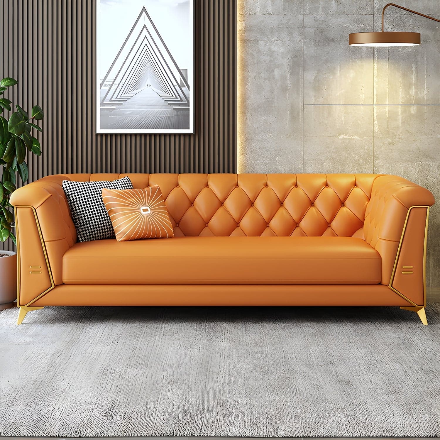 Glam Wood Frame Standard Sofa with Tuxedo Arms in Solid Color thumbnail 7