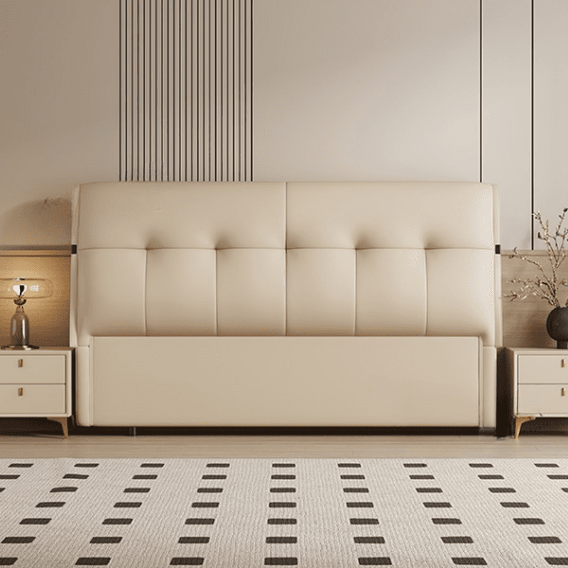 Simplistic Panel Headboard with No Distressing, Piled Tufted Rectangular Design for King/Queen/Full Bed, Sponge Upholstery Fill, Standard Height thumbnail 12