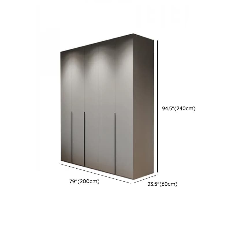 Dove Grey Minimalist Manufactured Wood Wardrobe Closet with Compartments, Soft Close Door, Interior Shelves, and Clothing Rod thumbnail 20