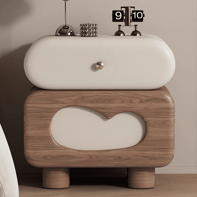 Organic Modern 2 Tiers Swivel Nightstand With Drawer Organization in Natural Wood thumbnail 8