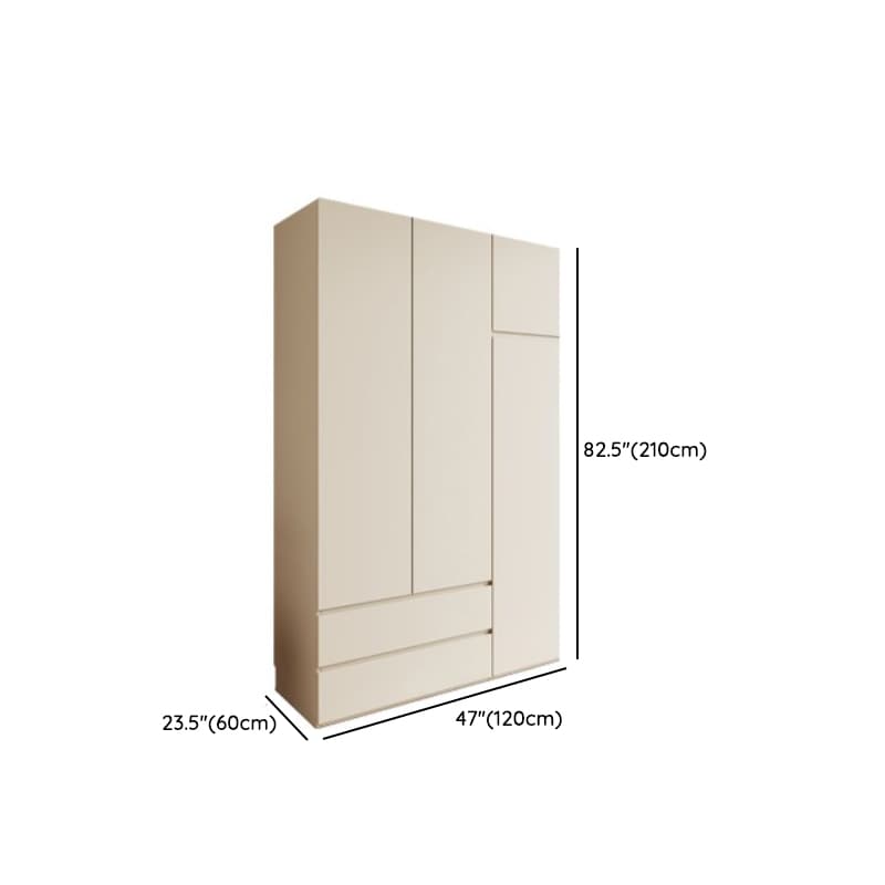 Cream Modern Wood Wardrobe Armoire with Soft Close Drawer and Door, Interior Shelves, and Hanging Rod thumbnail 17