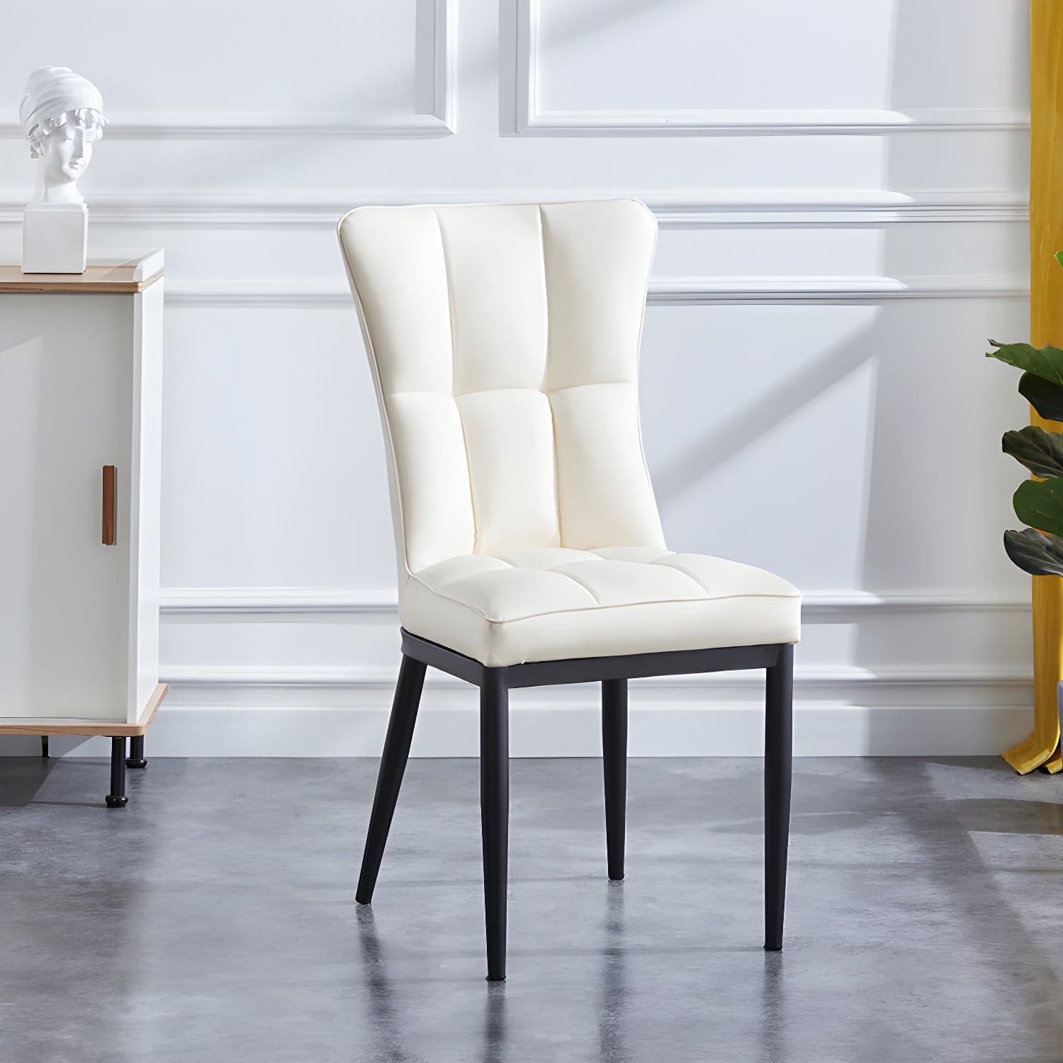 Upholstered Armless Dining Chairs Solid Back Side Chairs with Metal Legs thumbnail 9