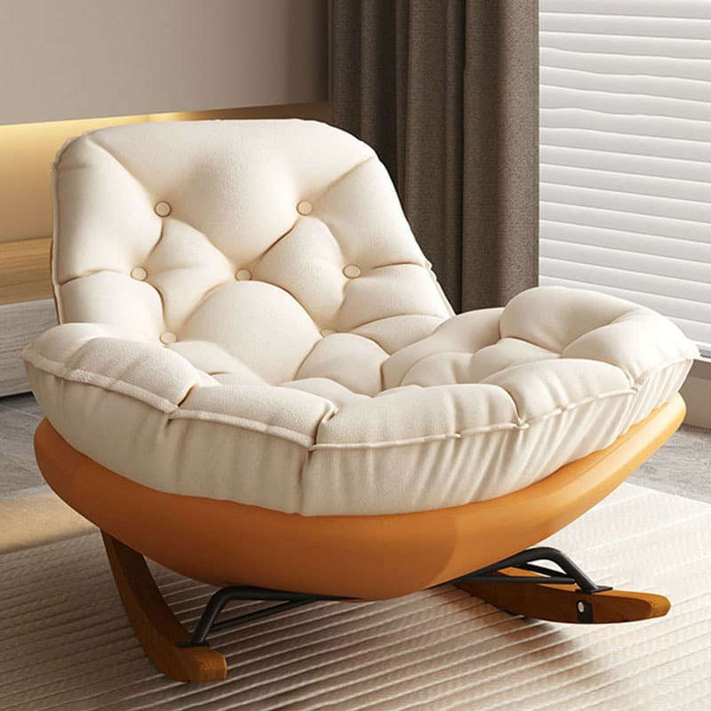 Cotton Upholstered Indoor Rocking Chair with Solid Wood Legs, Compact Design for Small Spaces thumbnail 17