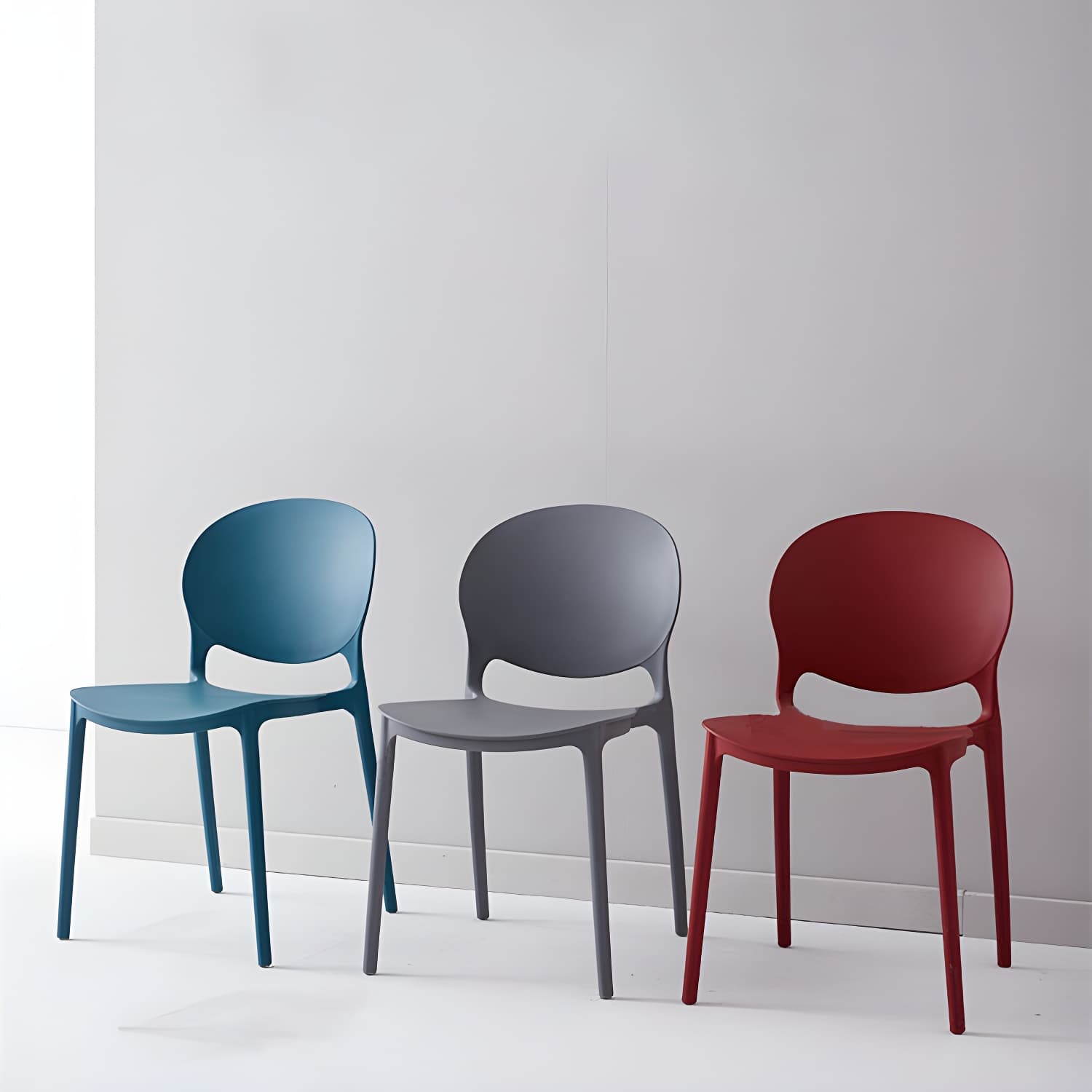 Modern Style Stackable Plastic Chair Open Back Dining Side Chair (Set of 4) thumbnail 14