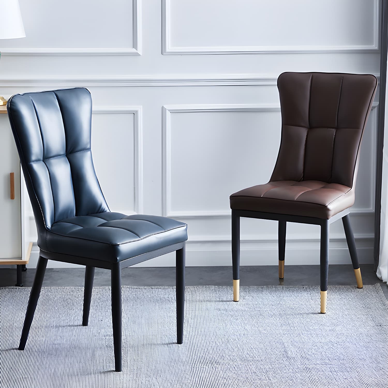 Upholstered Armless Dining Chairs Solid Back Side Chairs with Metal Legs thumbnail 18