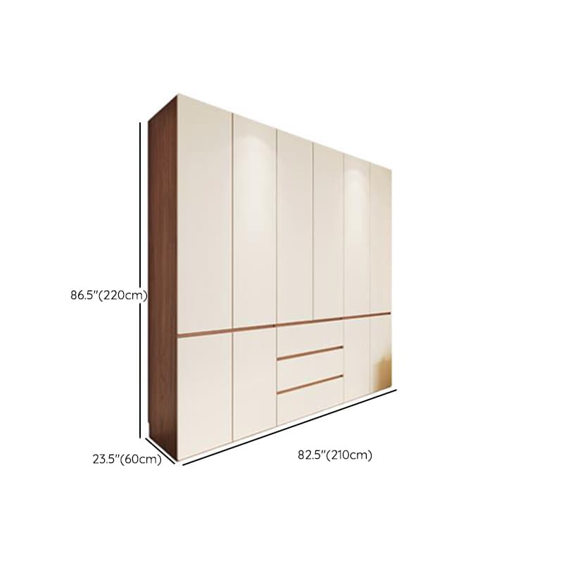 White Minimalist Manufactured Wood Wardrobe Closet with 3-Drawer, Soft Close Door, Interior Shelves, and Clothing Rod thumbnail 14